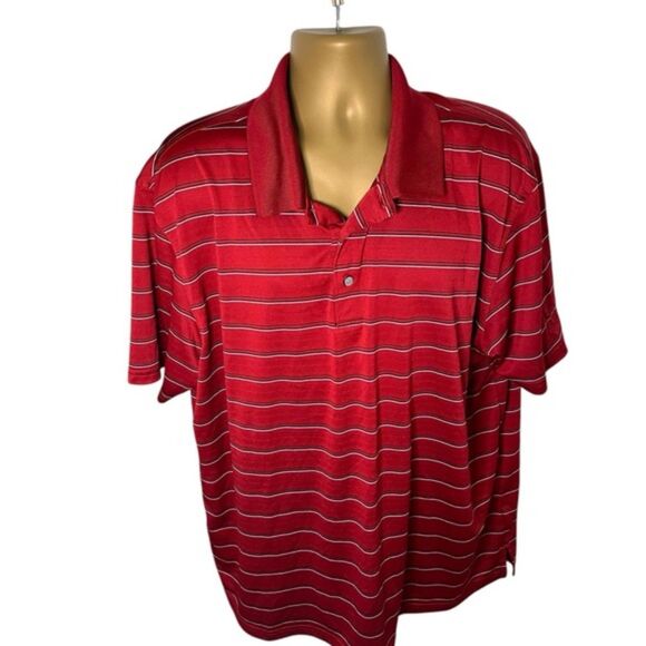 PGA Tour Striped Short Sleeve Polo Red Combo XXL - Picture 1 of 5